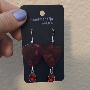 Handmade Red Heart Earrings